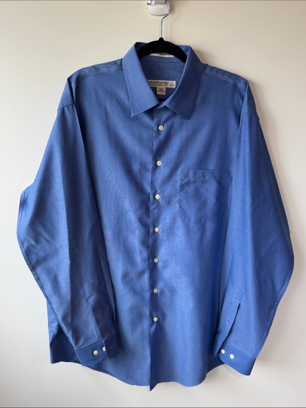 Pronto-Uomo Men's Solid Royal Blue Dress Shirt